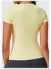 Damen Nude-Feeling Amerikanischer Stil Schnelltrocknendes Kurzarm-T-Shirt - Schlankmachendes Yoga-, Sport-, Fitness- und Laufoberteil