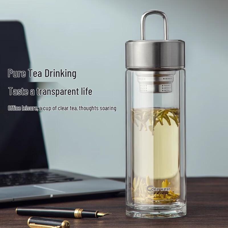 Portable Double Wall Glass Tea Infuser Bottle