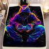 Gamer Flannel Blanket Game Controller Design Soft Lightweight Throw For Sofa Bed Travel All Season Use Party Decor Flat Print