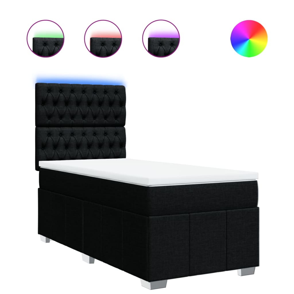 Box Spring Bed with Mattress Black 80 x 200 cm Fabric