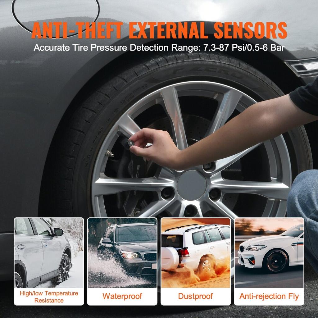 RV Tire Pressure Monitoring System Real Time Trailer TPMS 4 Sensors