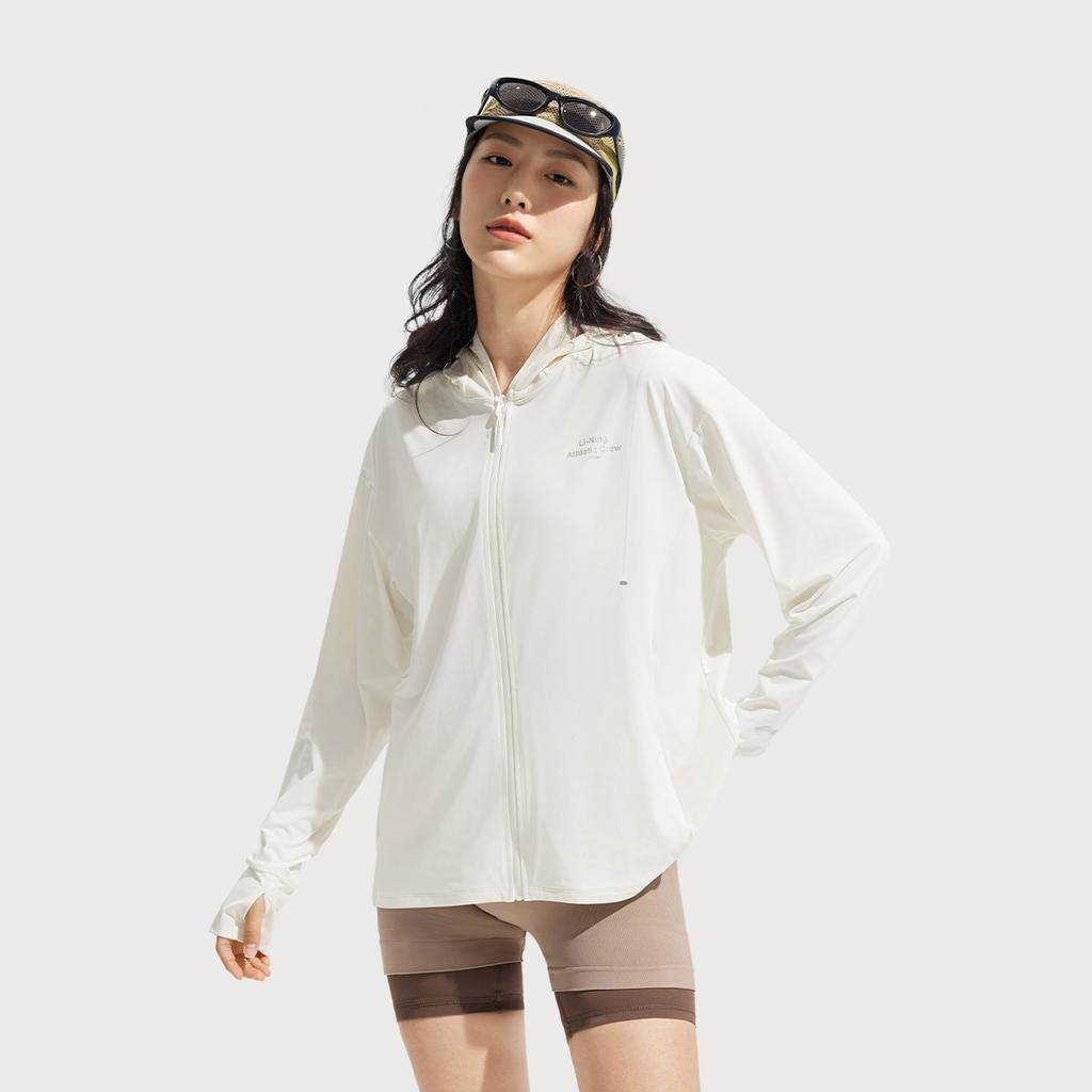 Li Ning Ice Silk Comfortable Breathable Loose Jacket Women Jacket Off-White AFDVE46-1