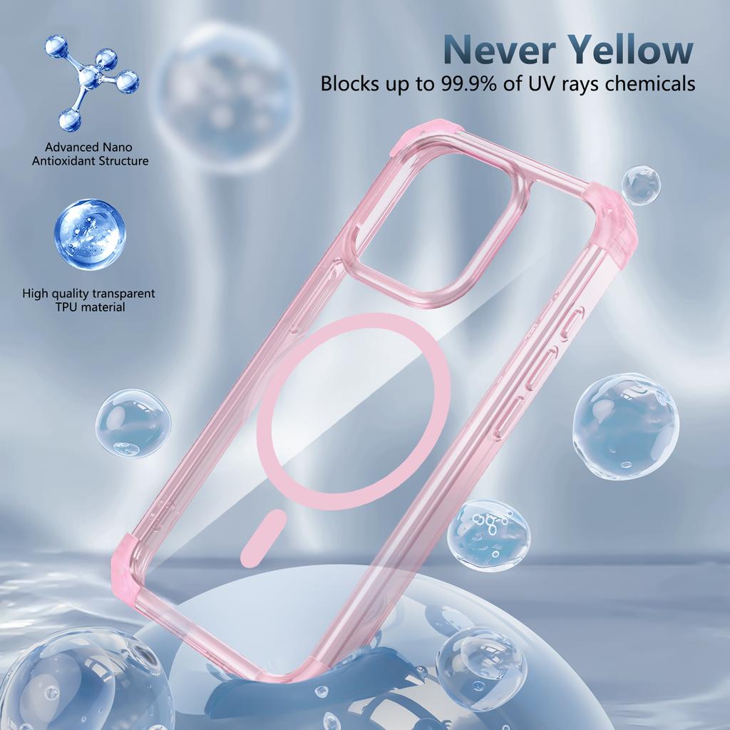 For iPhone 15 Pro Max Case TPU+PC Clear Phone Shell Compatible with Magsafe