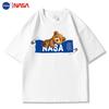 Men's NASA Co-branded Bear Print Crew Neck Cotton T-Shirt - Short Sleeve, Casual Streetwear, Plus Size Available