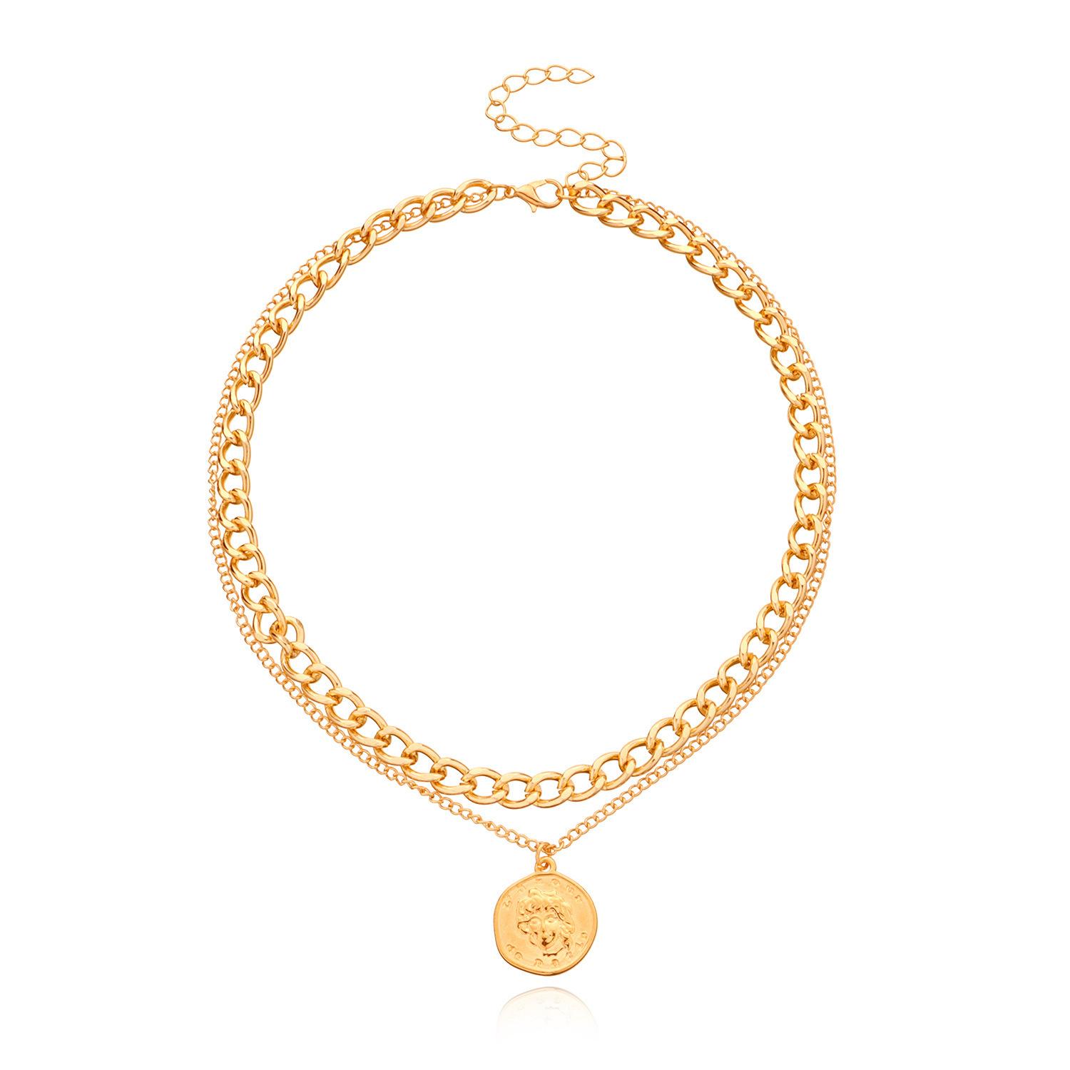 Круглое геометрическое ожерелье с подвеской в виде головы королевы, женское, модное и простое, темпераментное двухслойное ожерелье