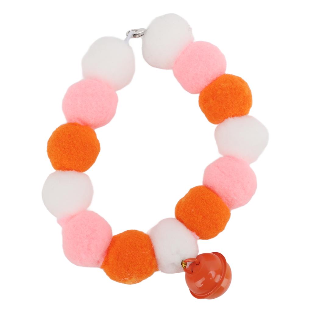 Pet Collar Soft Lightweight Plush Balls Cute Dog Cat Collar with Bell for Party DailyOrange 34cm