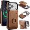 2 in 1 Detachable  Leather Phone Case for IPhone 17 16 Pro Max 15 14 Plus Air 16E 17E 13 12 Ring Card Wallet for MagsafeCover