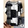 Women's Versatile Striped Printed Top Short Sleeve Casual Loose T-Shirts Women’s