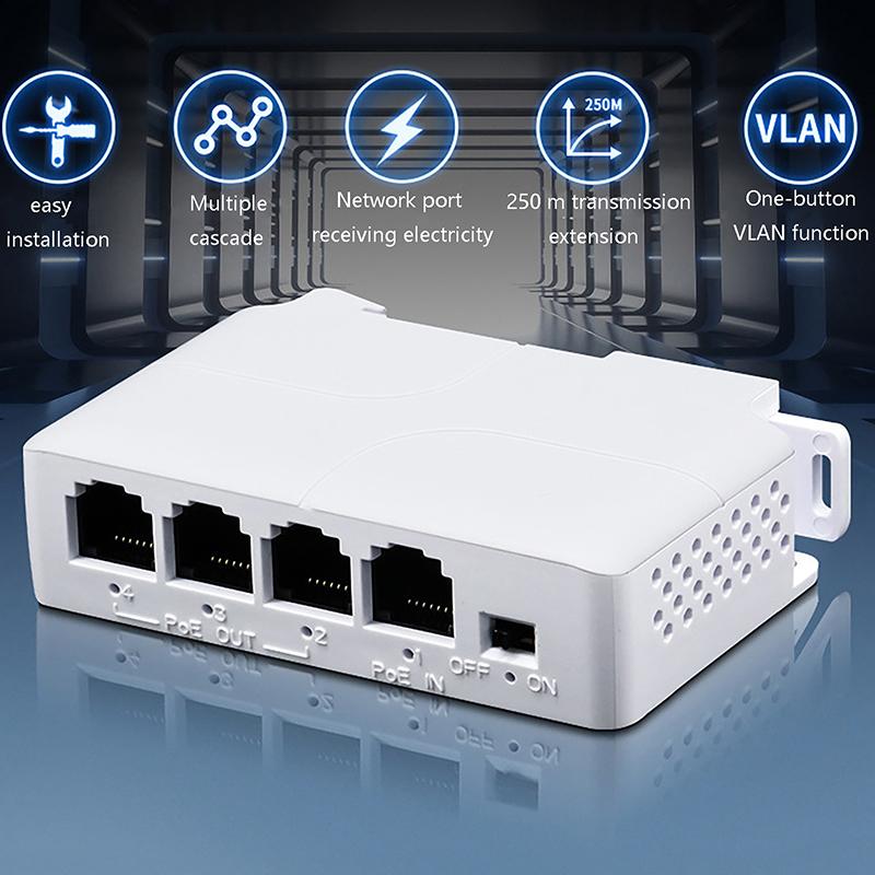 4-ports PoE-ekstender Vanntett PoE-repeater For IP-portoverføring Ekstender For PoE-svitsj NVR IP-kamera