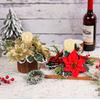 2 Pcs Christmas Candle Rings Candle Wreaths Poinsettia Holly Leaves Berries Decor