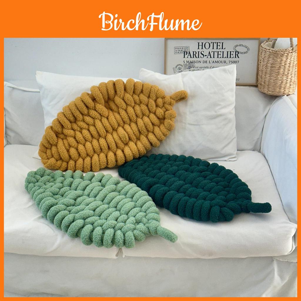 Teddy Fleece Knit Leaf Cushion For Living Room Decor With Pp Cotton Filling