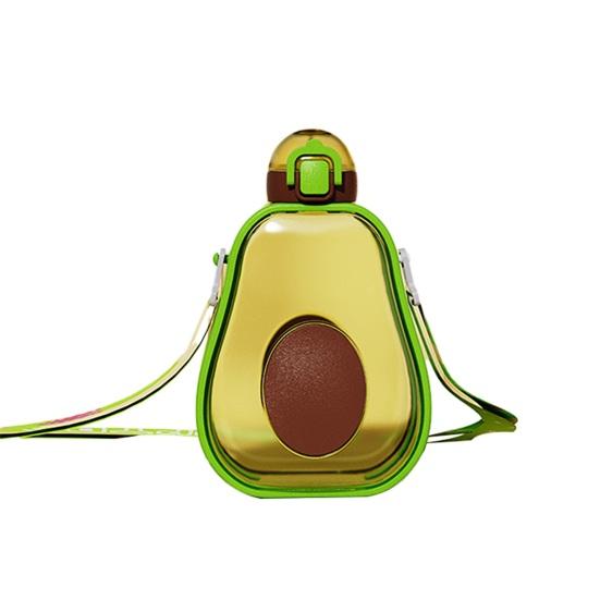 

Portable Avocado-Shaped Water Bottle with Strap And Straw 600ml Leak-Proof Tumbler for Kids Adults BPA-Free Drink Container for School Outdoor Travel 600ML C