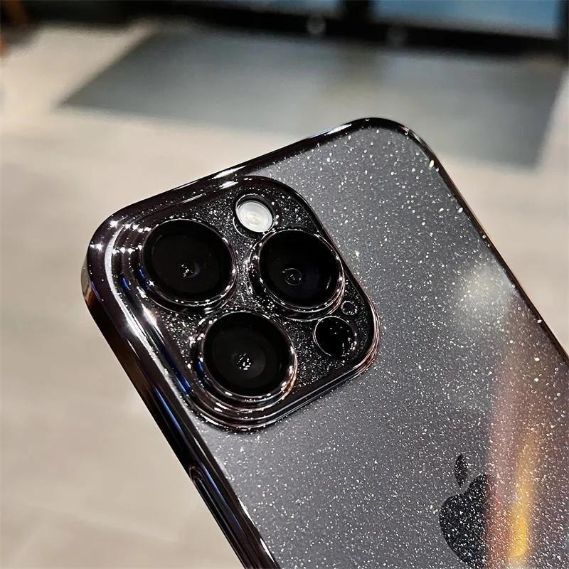 Glitter Plating Clear Case For For Iphone 1 14 13 12 16 Pro Max Plus Hard PC Transparent Camera Film Protection Cover for For Iphone 1