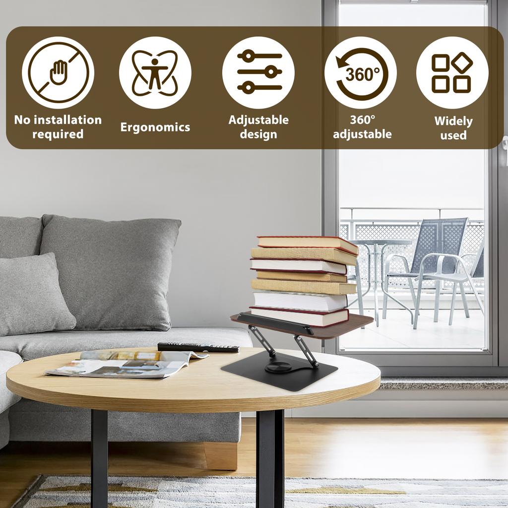 NEW Foldable Reading Stand Books Stand with 360° Rotating Base Cookbook Holder Organizer Bookend For Music Score Tablets Laptops