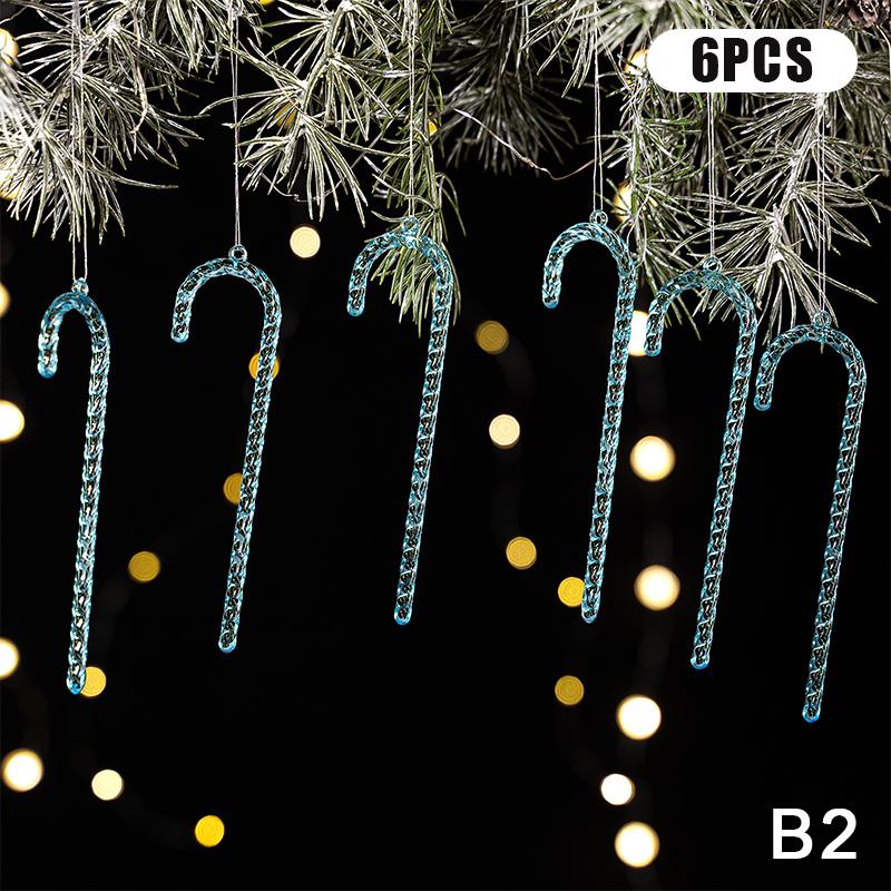 Klare Acryl Weihnachtsbaumschmuck Weihnachtshängeornamente Schneeflocke & Eiszapfen Hängedekor Neujahrsparty Dekorationen