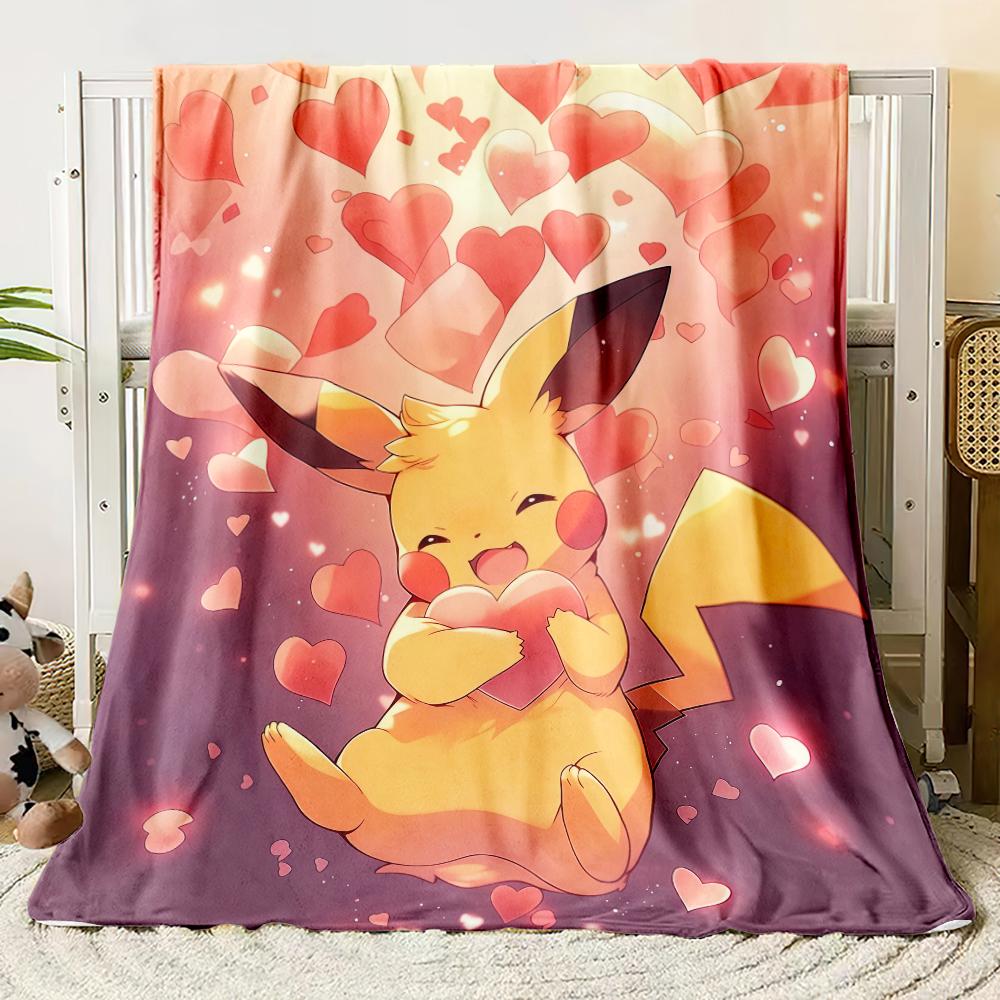 Pok É Mon Motiv Bedruckte Flanelldecke für Schlafzimmer, Wohnzimmer, Sofadecken, Büros, Mittagspausen, Picknicks,