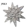 Rhinestone Lapel Pin 1/2Pcs Double-Layered Eight-Pointed Star with Rhinestones, Thickened Alloy Fashion Suit Safety Buckle for Suits Shirts