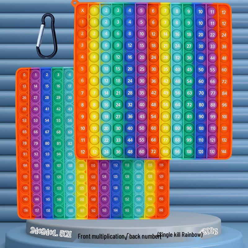 24cm Silicone Rainbow Kids' Learning Toy: Letters, Numbers, Multiplication Pop-It Fidget