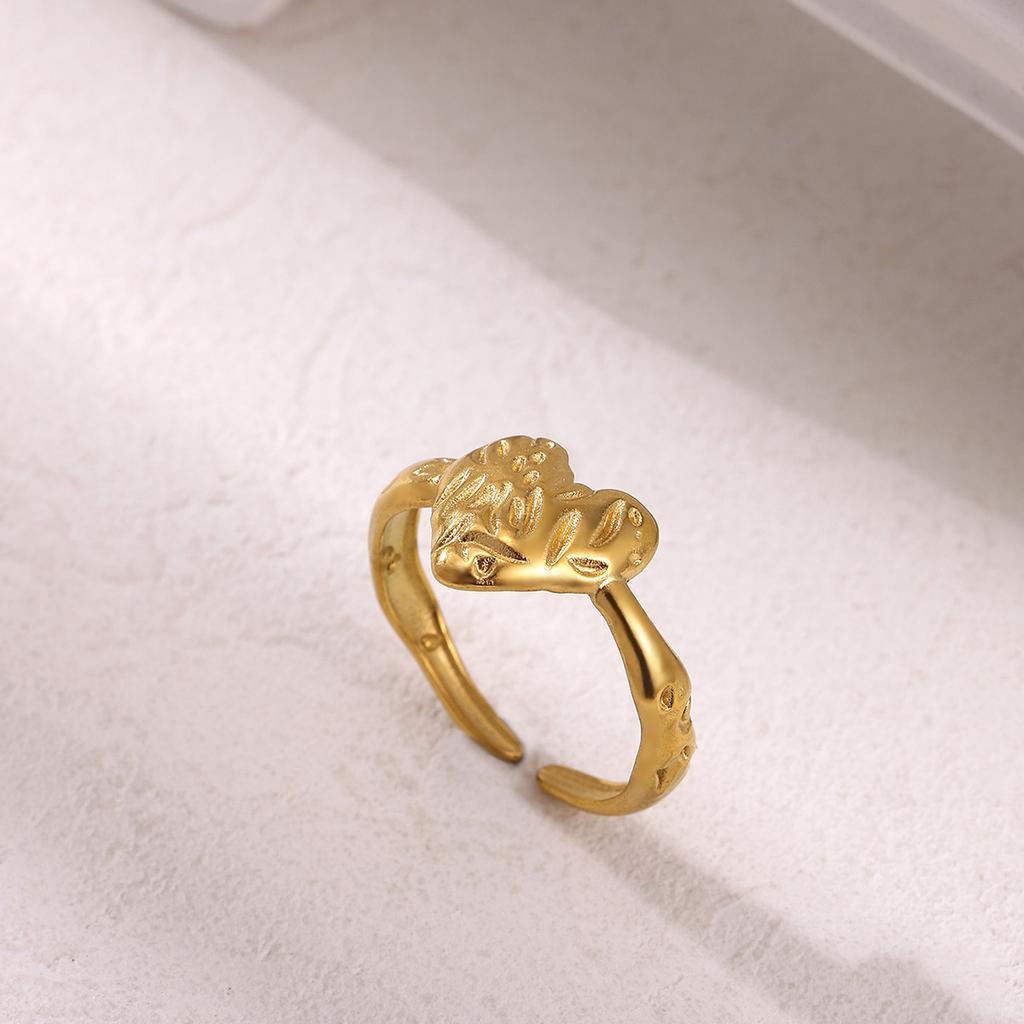 Irregular Geometric Adjustable Rings For Women Gold Color Stainless Steel Waterproof Dolphin Fish Anillos Heart Dainty Jewelry
