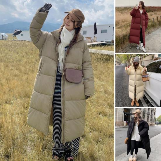 Zimní péřový kabát Zesílený Polstrovaný Stojáček Ochrana krku Kapsy Zapínání na zip Větruodolné Udržování tepla Denní oblečení za chladného počasí Bavlna