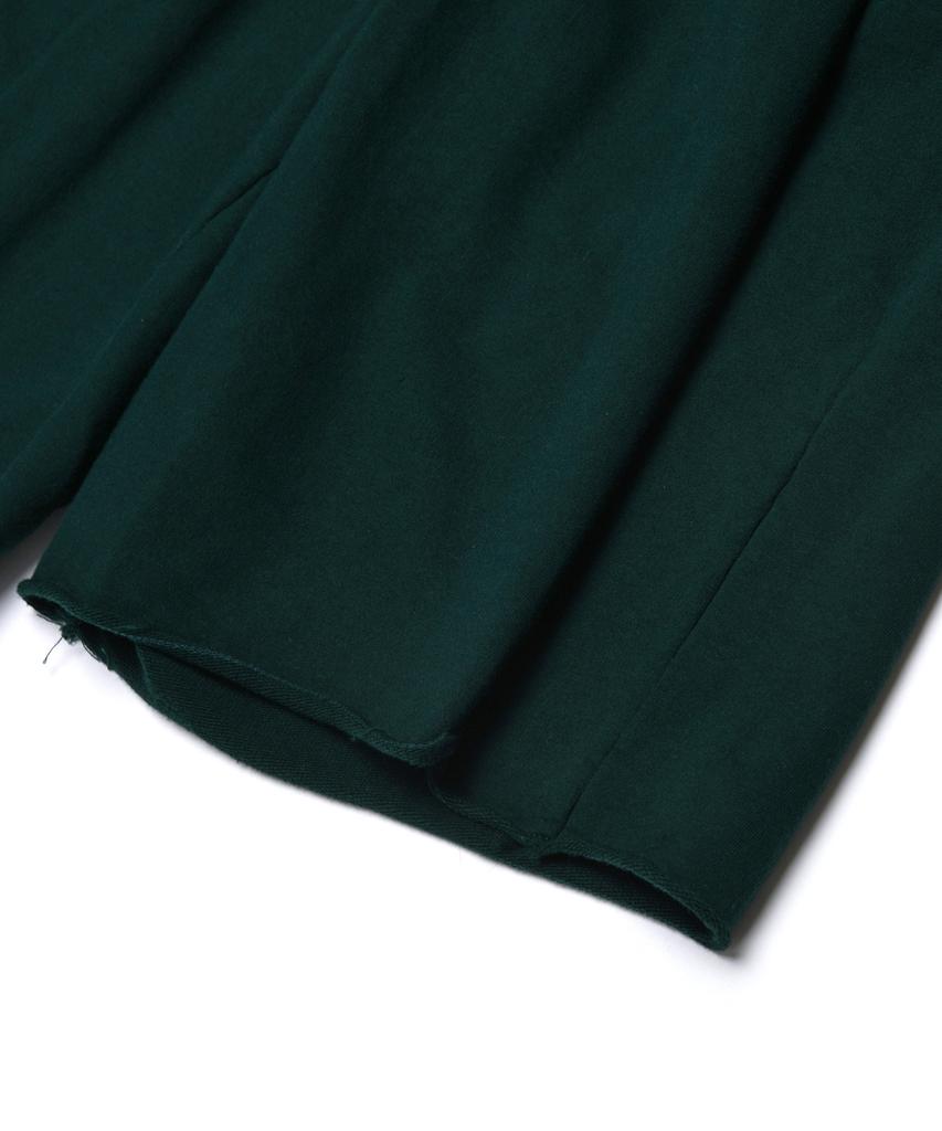 A Note Cutoff Wide Half Sweatpants Deep Green