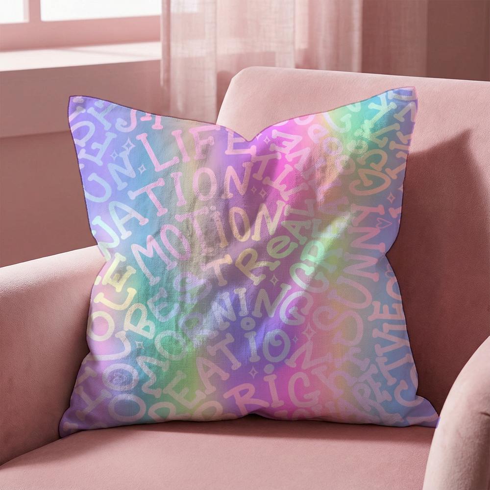 Simple English Letters Cushion Cover Multi-Scene Pillow Cover for Home & Car - Reversible, Soft & Durable for Daily Use