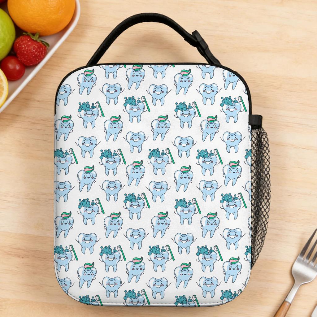 Teeth Dentist Thermal Lunch Bag Picnic Portable Thermal Lunch Bags For Girl Boy Oxford Graphic Cooler Bag