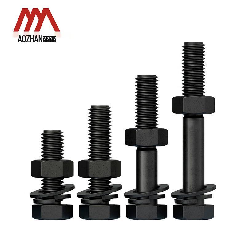 Aozhan Industrial 8.8 Grade High-Strength Carbon Steel Hex Head Bolt with Nut & Washers Set