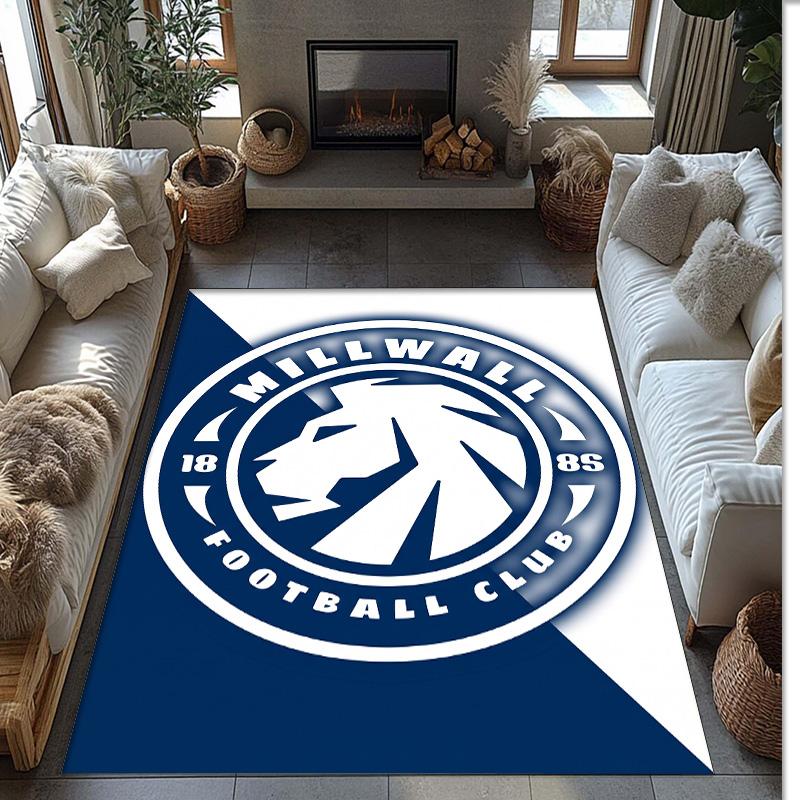 Millwall Football Print Crystal Velvet Rug, Comfortable Water Absorbent Non Slip Indoor Floor Carpet
