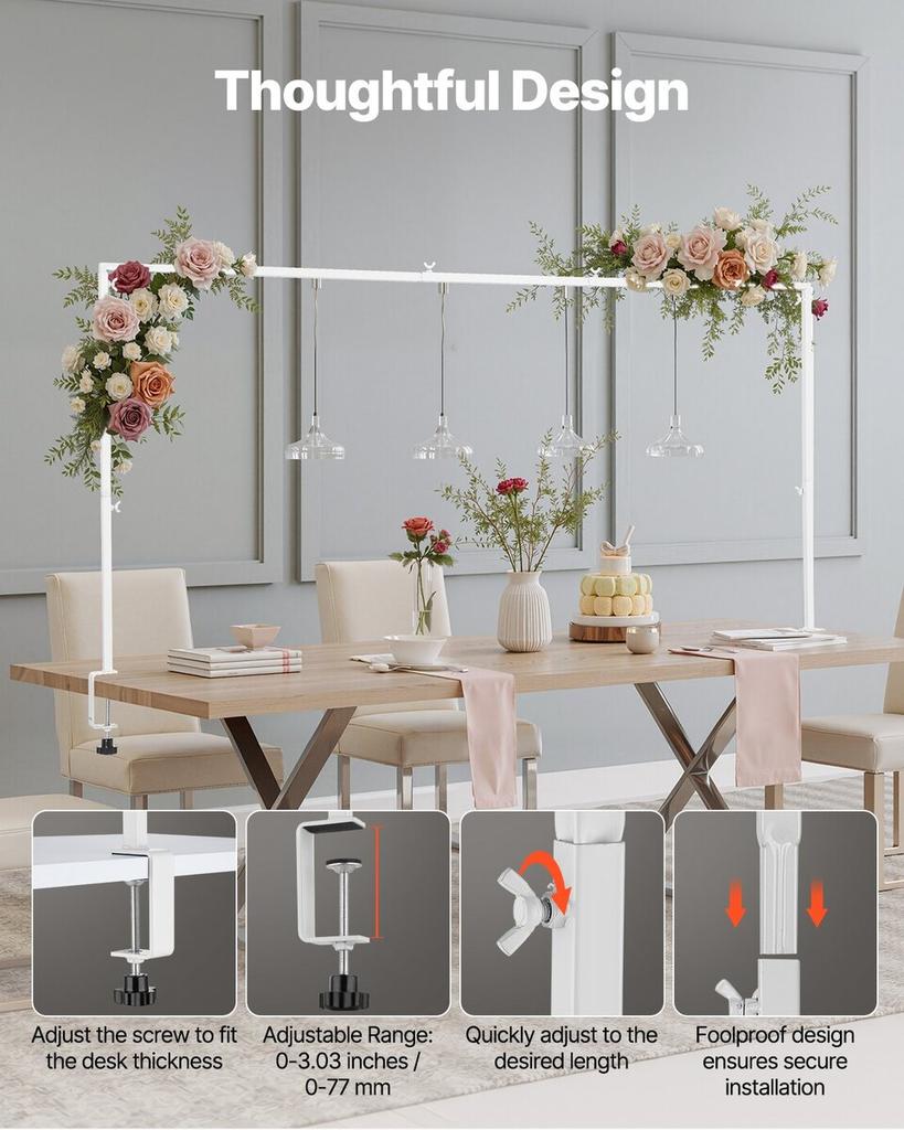 Over The Table Rod Stand with Clamps 28-98 in Length Adjustable for Party