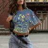 Women's Crew Neck Pullover Short Sleeve T-Shirt Floral Print Loose Fit Casual Top for Everyday Wear