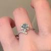 Sea Blue Moonlight Gemstone Rings for Women Light Luxury Exquisite Flower Stacking Style Ring Fashion Wedding Jewelry Gift