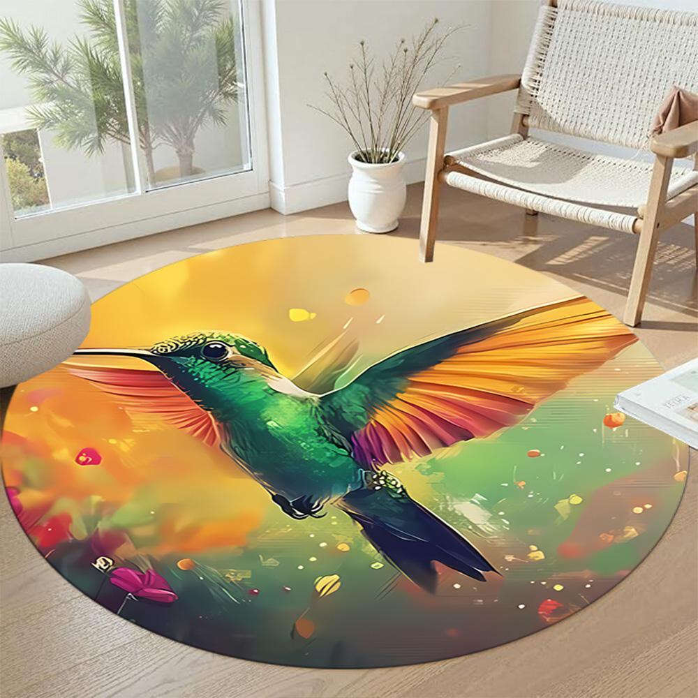 Bird Round Area Rug Suitable for Playrooms Decorate Room Dormitory Dining Room Anti-slip Round Rug Decorate Offices