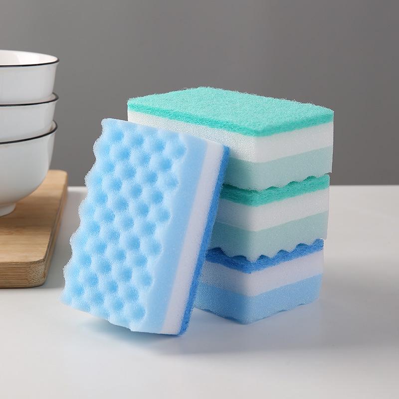Double-Layer Wave Dishwashing Sponge and Cloth Set