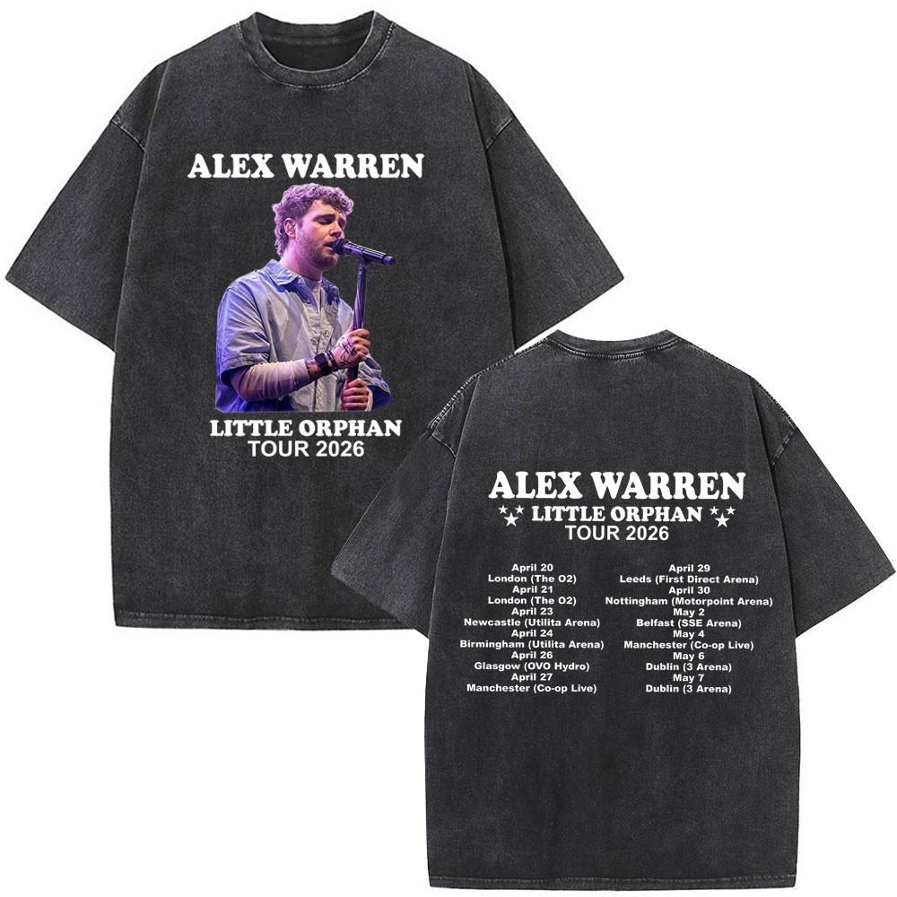 Singer Alex Warren 2026 Tour Print Tees Unisex Unisex Hiphop Tshirt Summer Cotton Loose Casual Vintage Washed Tshirts Streetwear