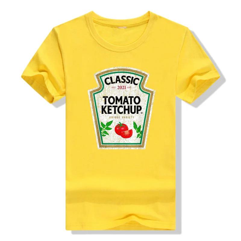 Aesthetic Clothe Yellow Mustard DIY Ketchup Apparel CondiUnisexts Couples Group Halloween Costume TShirt harajuku graphic t shirts