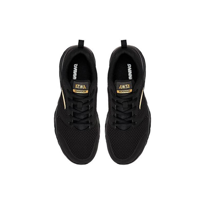 Anta Shock Absorbers Slip Resistant Abrasion Resistant Breathable Low top Running Shoes Men's Black Gold Sneakers 91915581-9