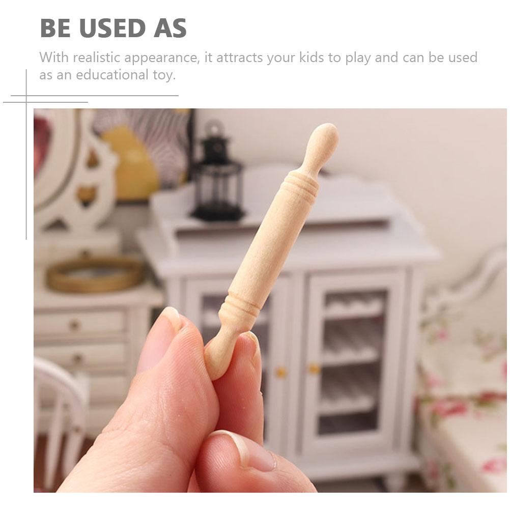 12 Pcs Rolling Pin Mini Stick Toy Photo Prop Model Wooden Micro Landscaping Roller Small Child