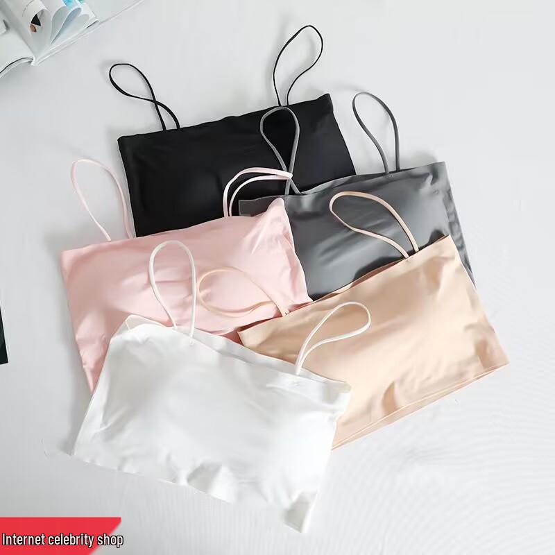 Ice Silk Seamless Strapless Camisole for Women - Anti-Exposure One-Shoulder Bandeau with Beautiful Back Design