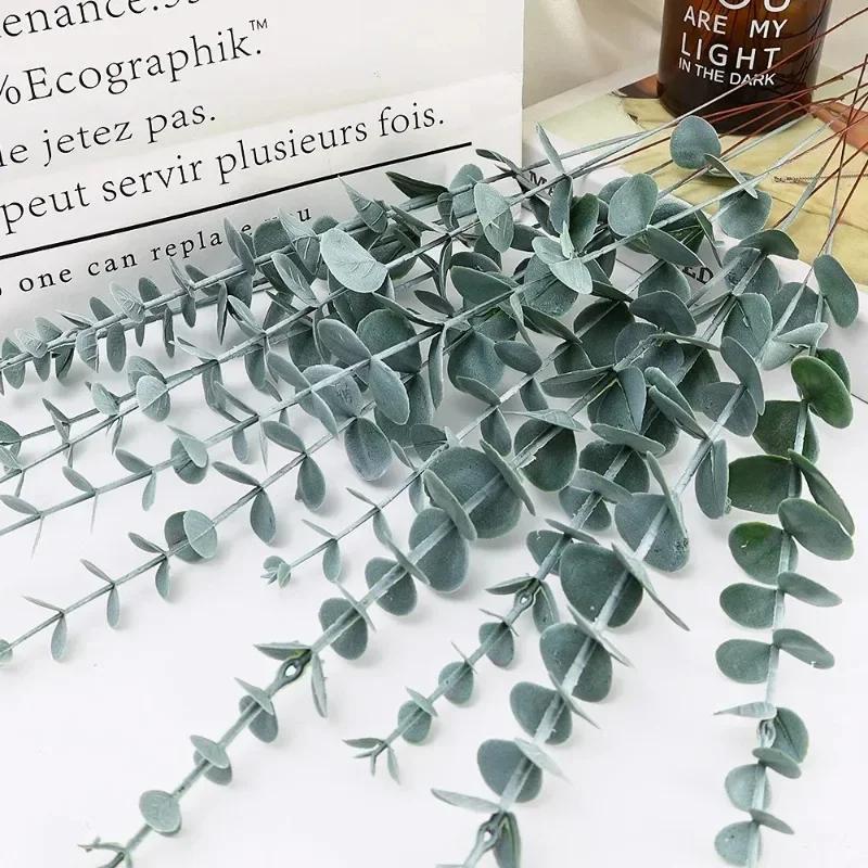 36/10PC Artificial Eucalyptus Leaves Stems Silk Fake Green Leaf Branches For DIY Bouquets Wedding Party Home Decoration Supplies