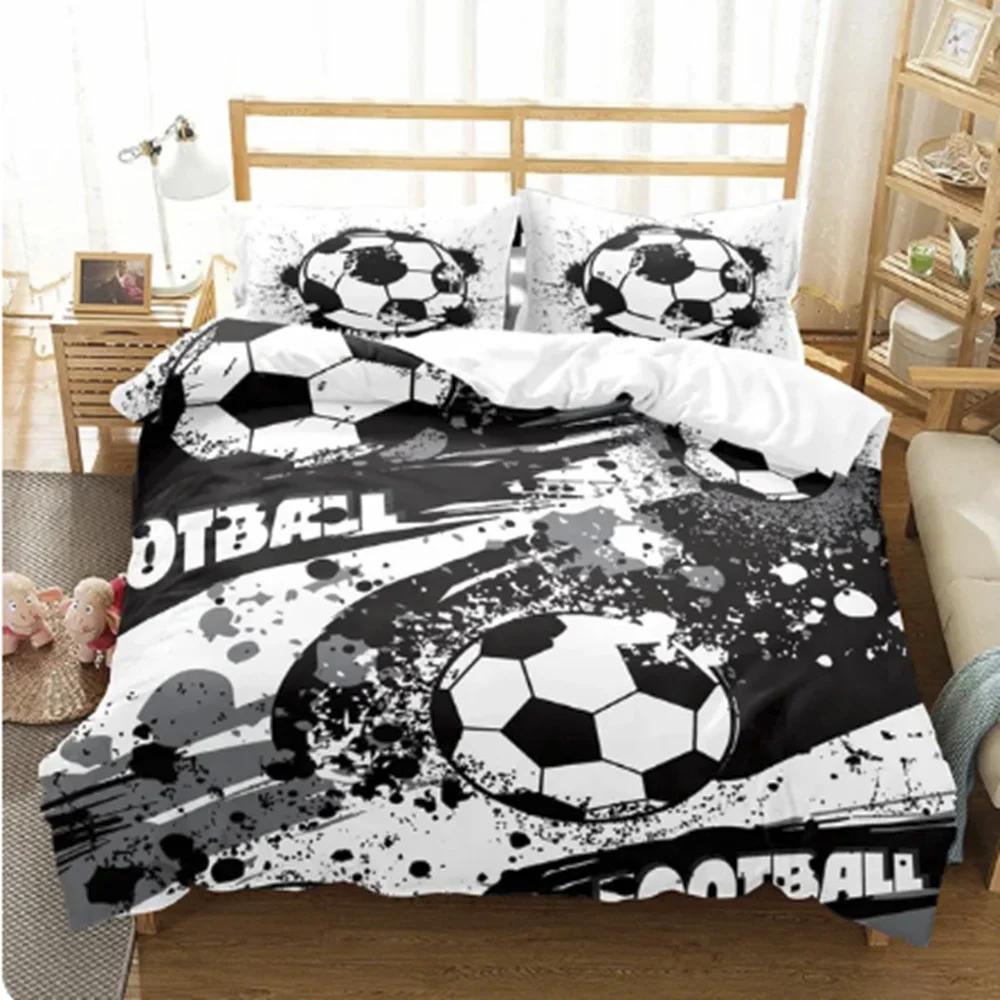Set Biancheria da Letto Stampato Calcio Cartone Animato Morbida Microfibra Copripiumino Federa Per Bambini Adulti Camera da Letto Uso Domestico