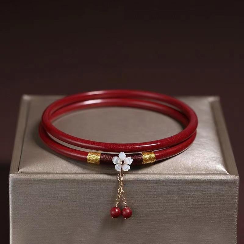 

Креативні червоні браслети Vermilion Розкішні жіночі браслети Нефритовий браслет Модний квітковий шарм Національний стиль Ювелірні вироби в китайському стилі as the picture