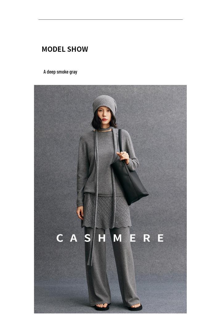 Women's Cashmere Round Neck Loose Knitwear - Autumn/Winter Lazy Style Fashion