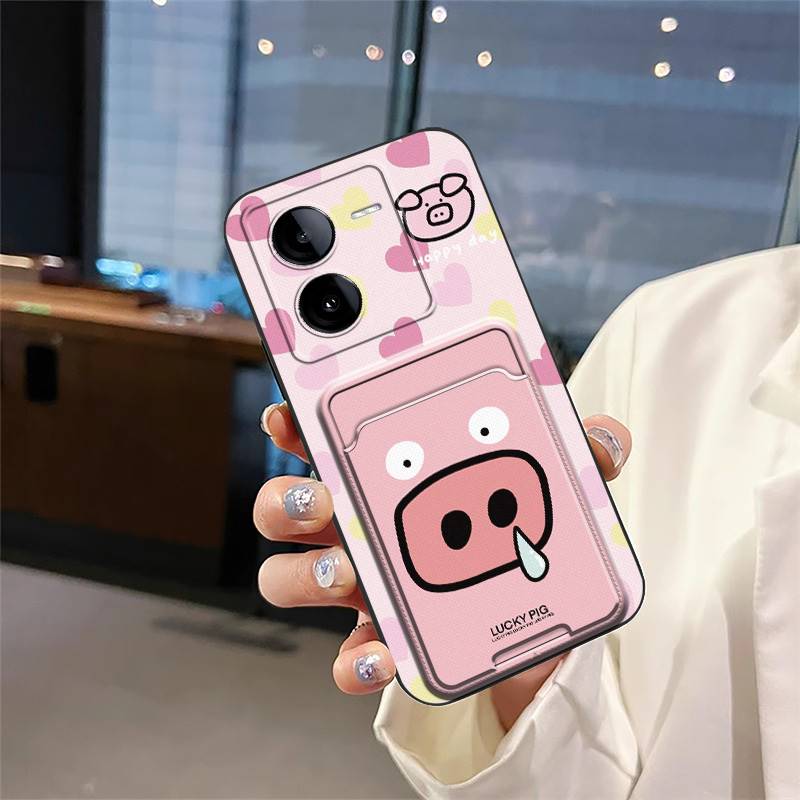 Shockproof Protective Phone Case For VIVO IQOO Z8 Anti-knock Full Wrap Cute Cartoon Card Bag Dirt-resistant Card Slot