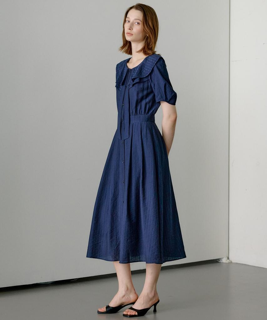 Ollibeudeollibeu Double Ruffle Neck Collar Dress Ow6Xo5540