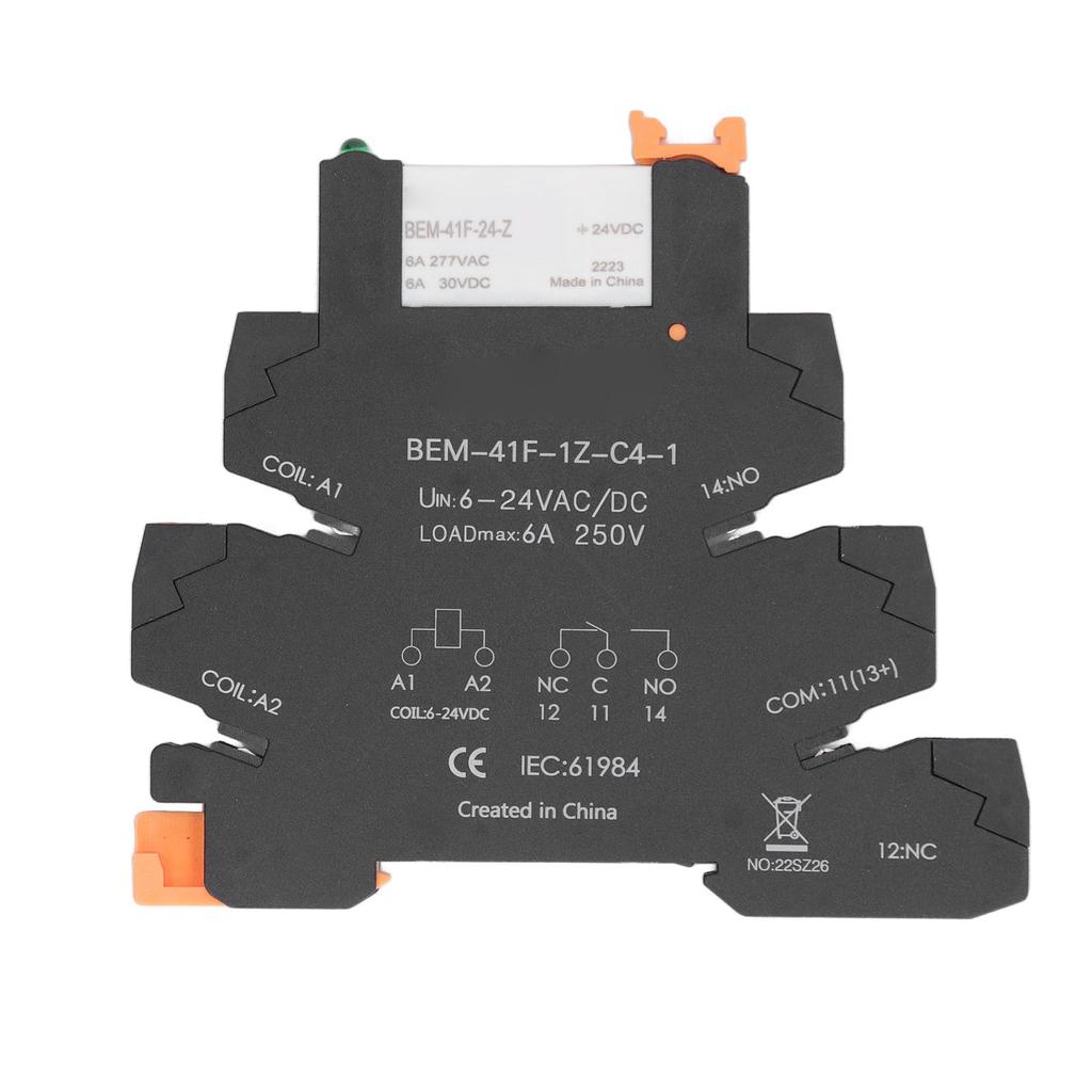 DC Control AC Ultra Thin Relay DIN Rail Mount Solid State Relay Module SPDT Contact 6A 6‑24V