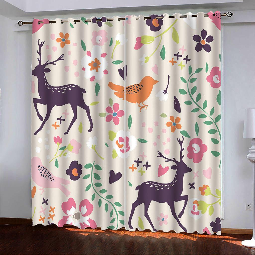 Vintage Style Cartoon Animal Series High Density Blackout Curtain Digital Printing
