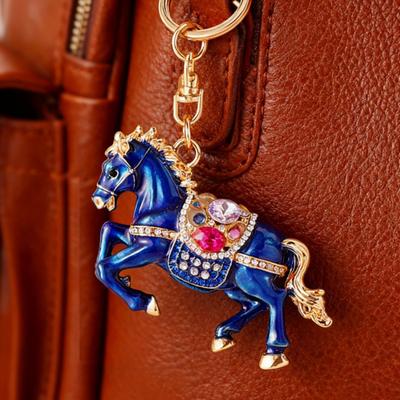 Schlüsselanhänger Anhänger Chinesisches Tierkreiszeichen Emaille Pferd Strasssteine eingelegt Schlüsselkette Metallanhänger Taschen Schlüsselanhänger Rucksack Autozubehör