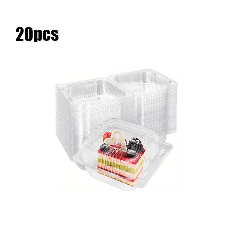20/100/200Pcs Transparent Plastic Cake Box With Flip Cover Square Dessert Box Wedding Party Mousse Fruit Cake Food Packing Boxes 20pcs