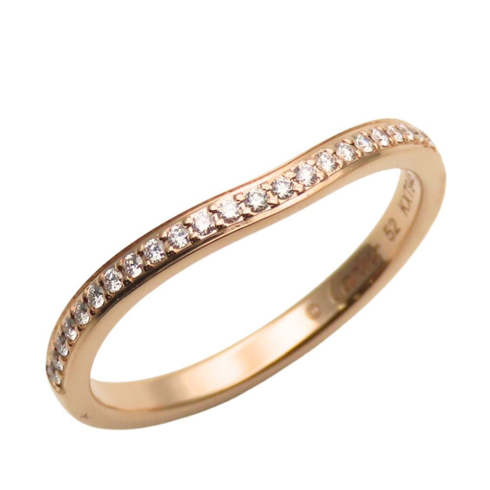 Used CARTIER Ring Ballerina Curve Wedding EU#51.5 52 K18 Pink Gold/diamond 2.2g Pink Gold Jewelry
